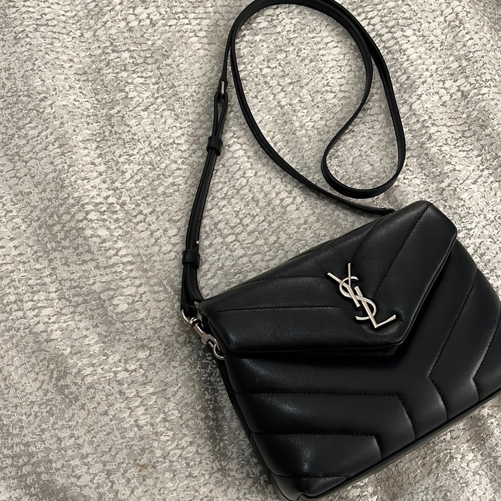 Navy Blue w/ silver Loulou Toy YSL Matelasse Calfskin Envelope Crossbody